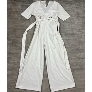 Iris‎ Jumpsuit Womens XL White Short Sleeve Belted Polyester Blend Casual